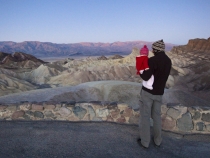 Lilia and Sam at Zabriskie Point before sunrise
