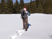 Sam and Lilia snowshoeing at Black Springs