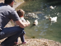 Sam and Lilia with some of the resident ducks