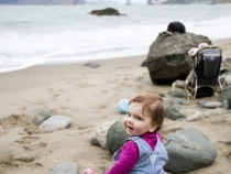 Lilia happy as a pig in mud at China Cove