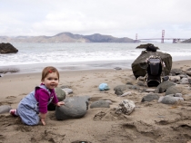Lilia happy as a pig in mud at China Cove