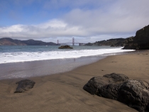 Clearing skies at China Cove with the Golden Gate Bridge in the distance