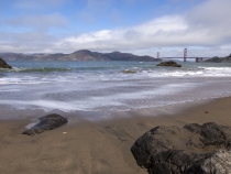 Clearing skies at China Cove with the Golden Gate Bridge in the distance