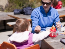 Lilia and Lisa enjoying lunch at Fish