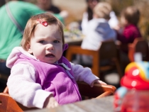 Lilia enjoying lunch at Fish