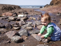 Lilia enjoying the creek at Tennessee Valley Beach