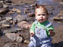 Lilia enjoying the creek at Tennessee Valley Beach