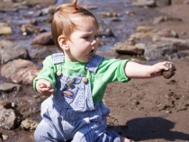 Lilia enjoying the creek at Tennessee Valley Beach