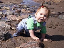 Lilia enjoying the creek at Tennessee Valley Beach