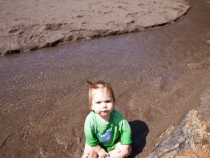 Lilia in enjoying the water at Tennessee Valley Beach