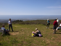 The group stopping for a rest on Inverness Ridge