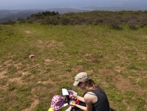 Lisa and Lilia having lunch on Inverness Ridge