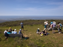 The group stopping for a rest on Inverness Ridge