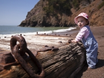 Lilia on the beach at Kirby Cove