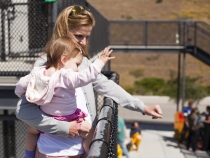 Lilia and Lisa waving to the sea lions