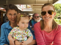 Jenni, Lilia and Lisa on the train at Train Town