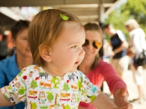Lilia on the train at Train Town