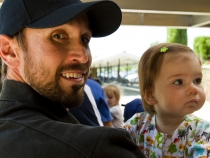 Sam and Lilia on the train at Train Town