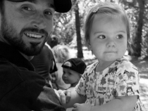 Sam and Lilia on the train at Train Town