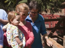 Enjoying the petting zoo at Train Town