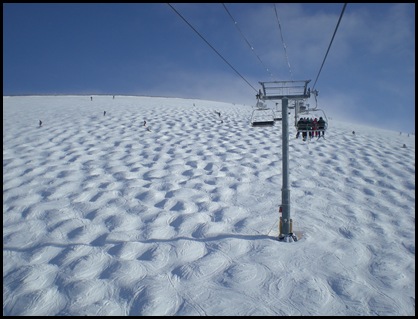 Moguls under the Continental Divide Express chairlift at Sunshine Village