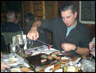 Luke getting into his fondue