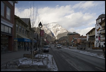 Downtown Banff at the intersection of Banff Avenue and Caribou Street