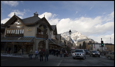 Downtown Banff at the intersection of Banff Avenue and Caribou Street