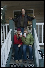 Greg with the girls on our front porch