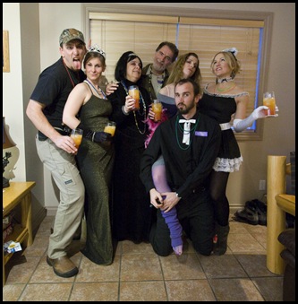 Everyone dressed up for our murder mystery evening