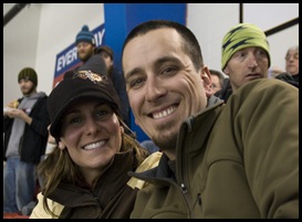 Luke and Katrina at the Canmore Eagles hockey game