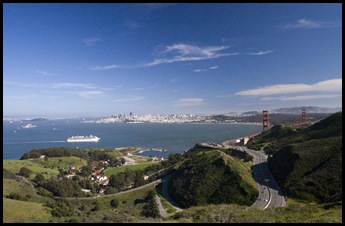 Downtown San Francisco and the Golden Gate Bridge from the SCA Trail
