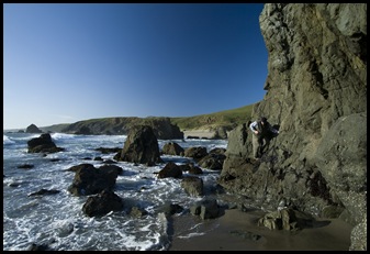 Paul making his way around the cliffs