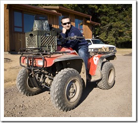 Jeffrey manning the four-wheeler