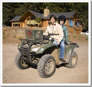 Michaela and Lisa on the four-wheeler