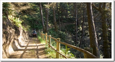 Lisa and Michaela on the four-wheeler in the woods