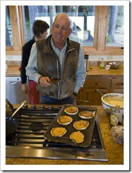 Mike cooking up a storm for breakfast