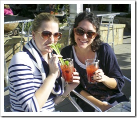 Tracy and Jackie sippin breakfast Bloody Marys