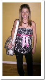 Sporting the new diaper bag.