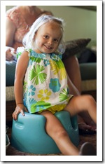 Gianna enjoying Lilia's Bumbo seat