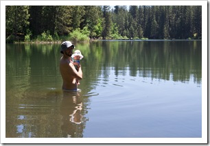 Sam and Lilia's first swim