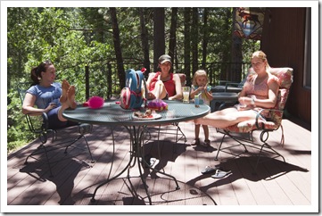 Margot, Jacque, Gianna and Lisa enjoying the deck