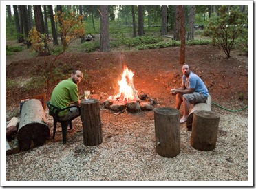 Sam and Jarrid by the campfire