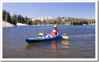 Lisa kayaking at Utica Reservoir