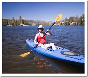 Lisa kayaking at Utica Reservoir