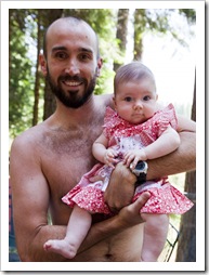 Dad and Lilia in a dress from Grandma Jenni