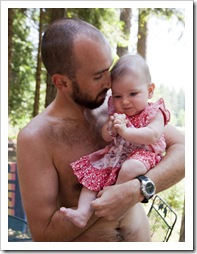 Dad and Lilia in a dress from Grandma Jenni