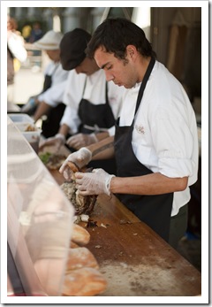 Constructing Roli Roti porchetta sandwiches