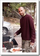 Sam manning the BBQ for breakfast on Mother's Day