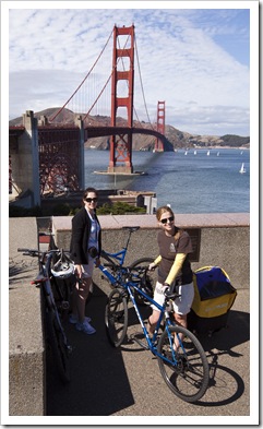 Sarah and Lisa taking some shots of the Golden Gate Bridge